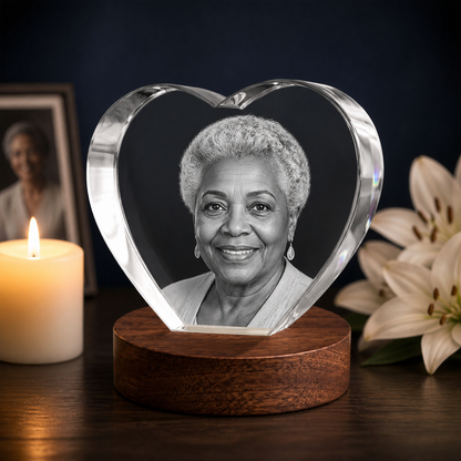 3D Crystal Heart Personalized Memorial Gift candlelight remembrance image