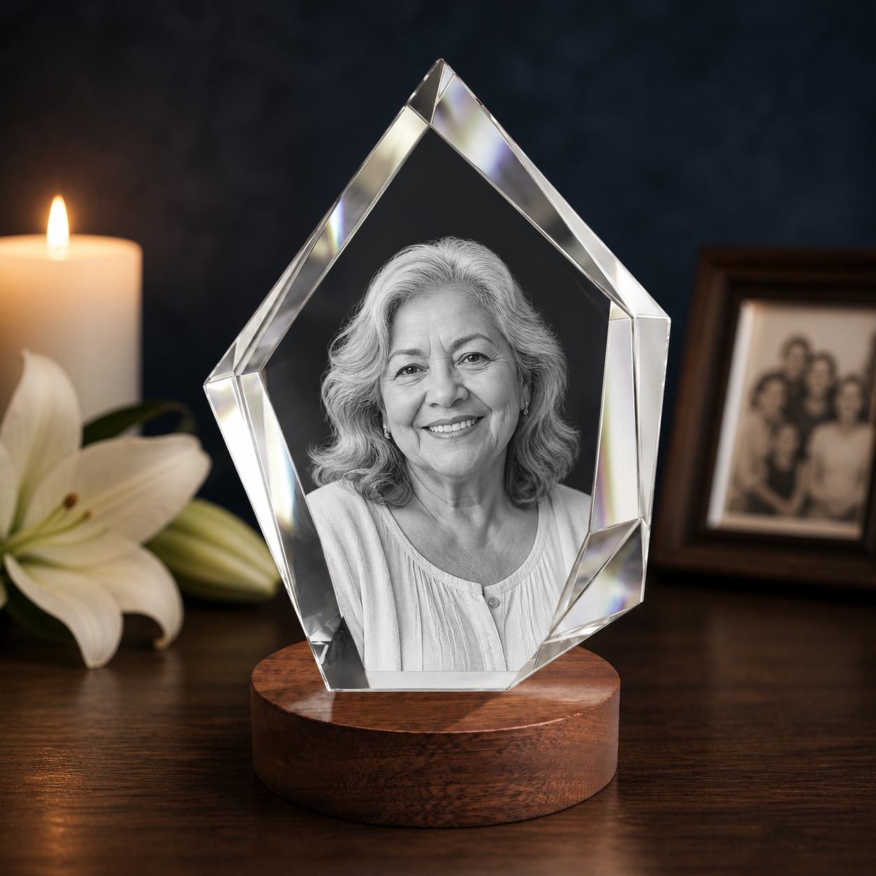3D Crystal Iceberg Personalized Memorial Gift candlelight remembrance image