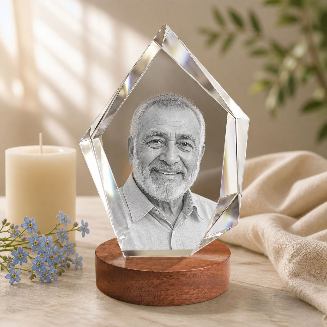 3D Crystal Iceberg Personalized Memorial Gift peaceful remembrance image