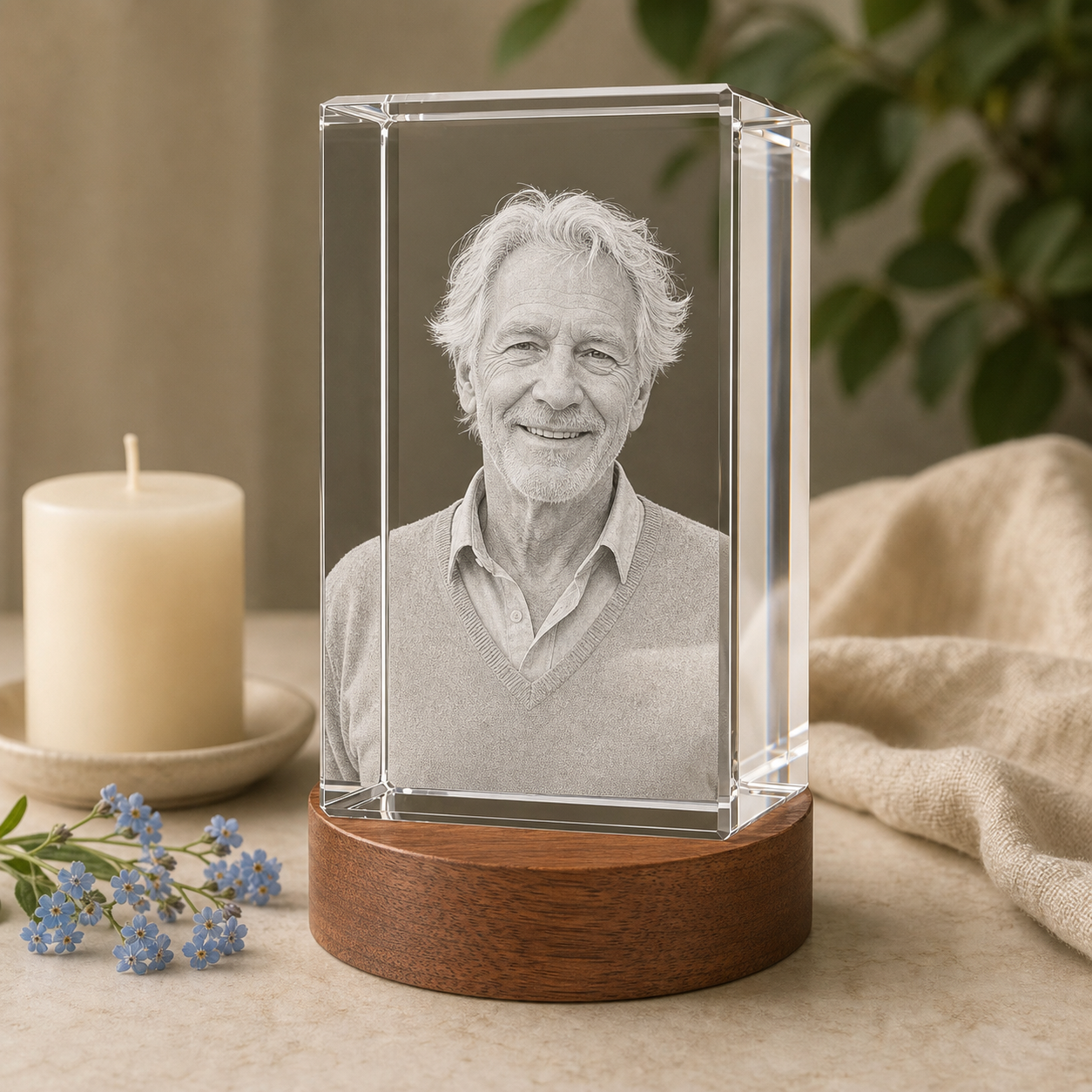 3D Crystal Rectangle Personalized Memorial Gift peaceful remembrance image