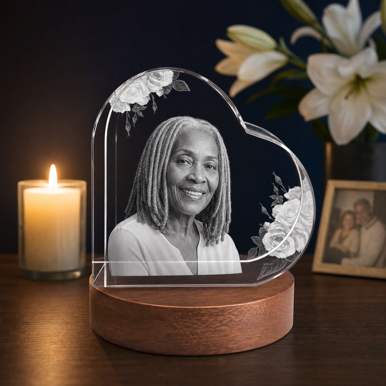 3D Crystal Special Heart Personalized Memorial Gift candlelight remembrance image