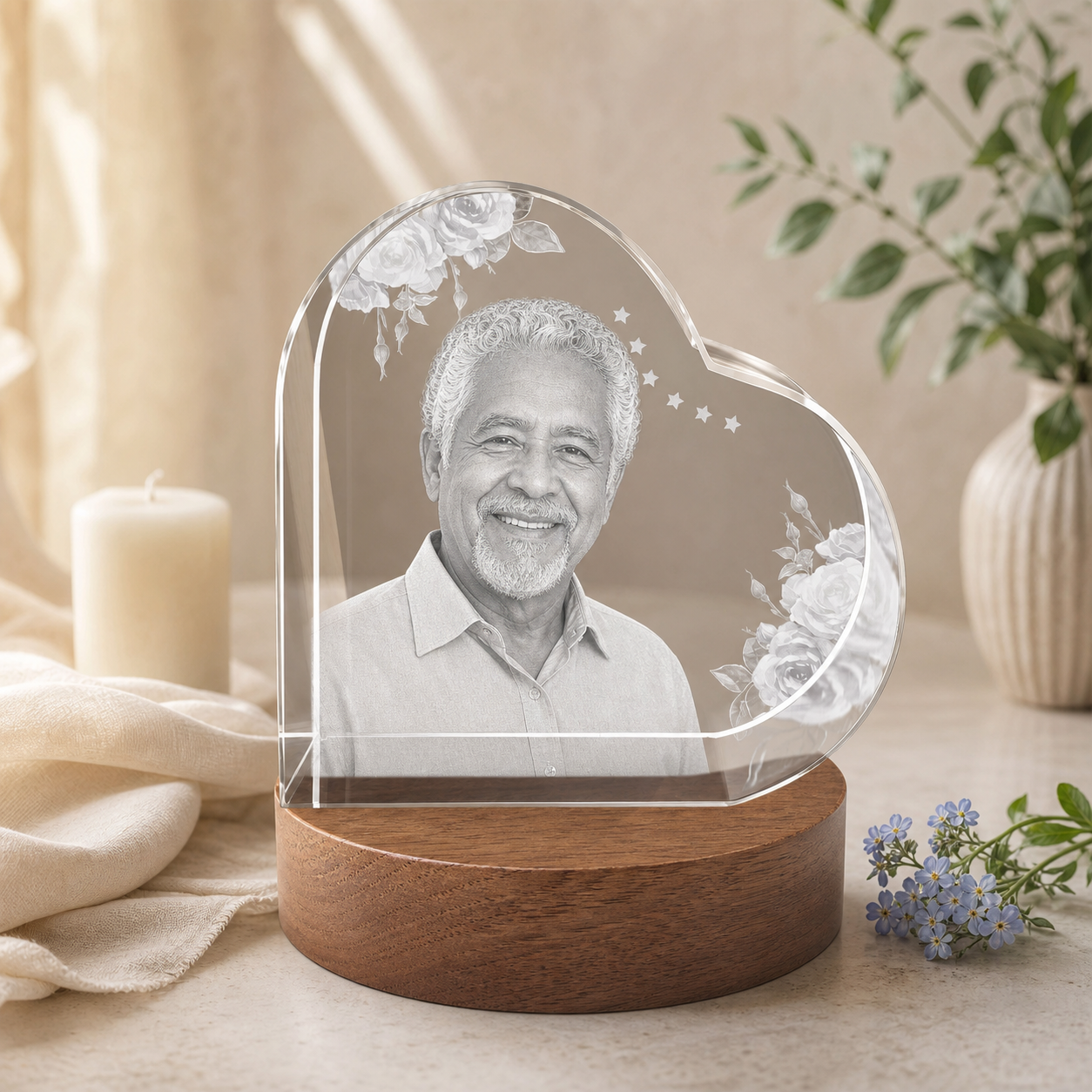 3D Crystal Special Heart Personalized Memorial Gift peaceful remembrance image