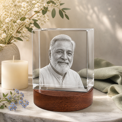 3D Crystal Square Personalized Memorial Gift peaceful remembrance image