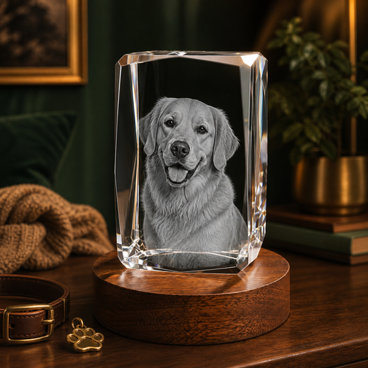 3D Crystal 24-Faceted Personalized Pet Lover Gift dog portrait lifestyle image