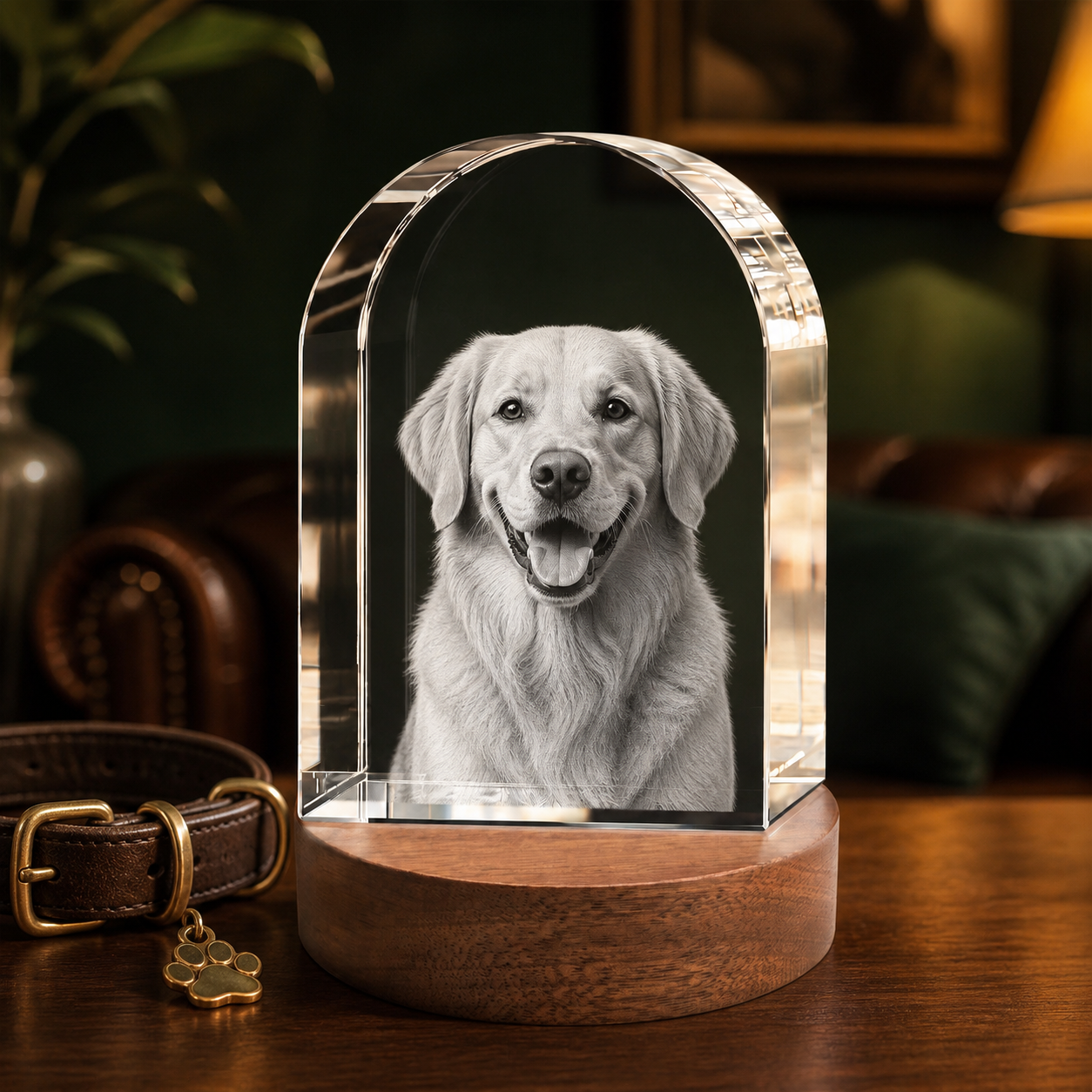 3D Crystal Arch Personalized Pet Lover Gift dog portrait lifestyle image