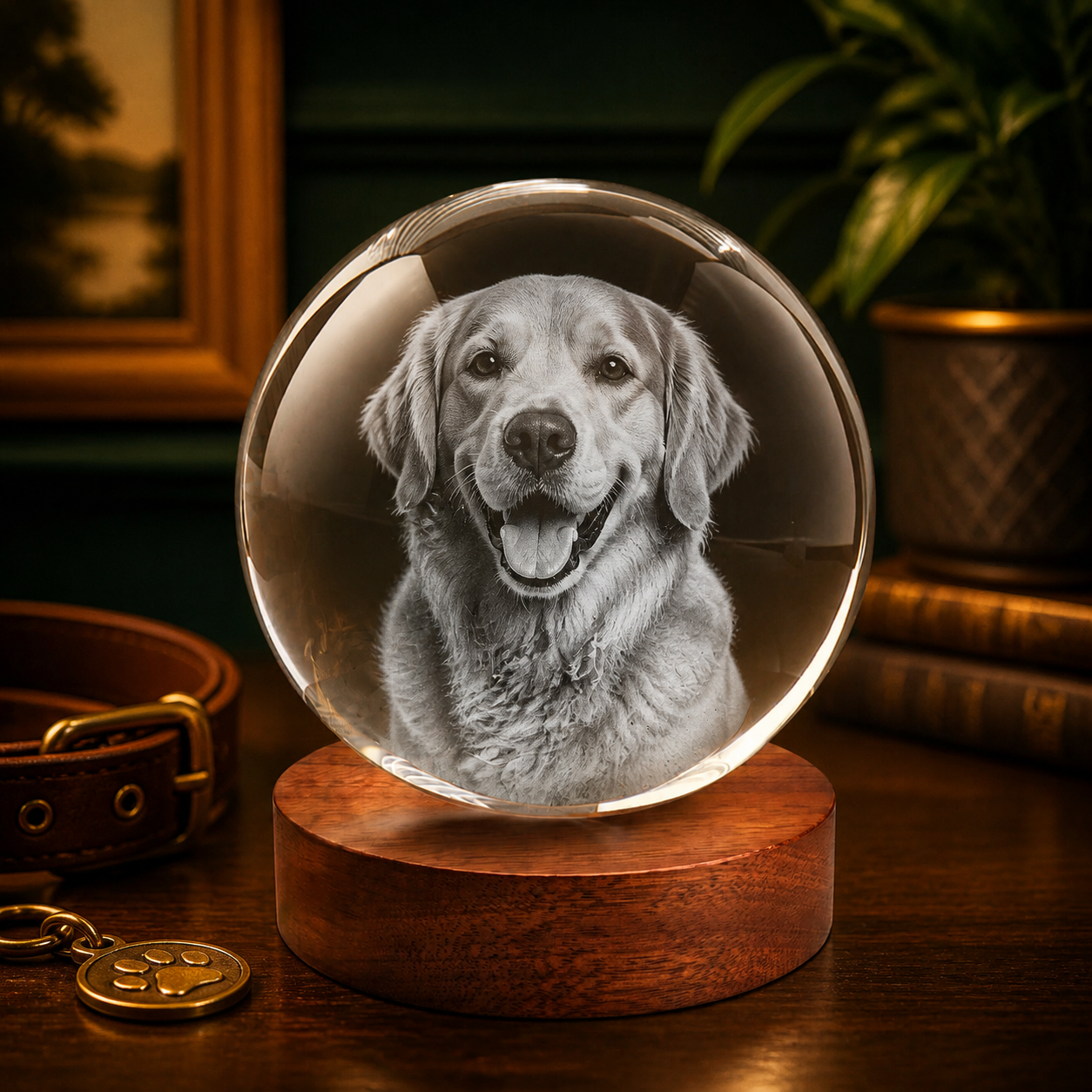 3D Crystal Ball Personalized Pet Lover Gift dog portrait lifestyle image