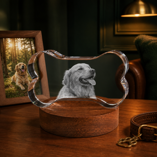 3D Crystal Bone Personalized Pet Lover Gift dog portrait lifestyle image
