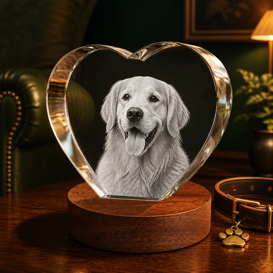 3D Crystal Heart Personalized Pet Lover Gift dog portrait lifestyle image