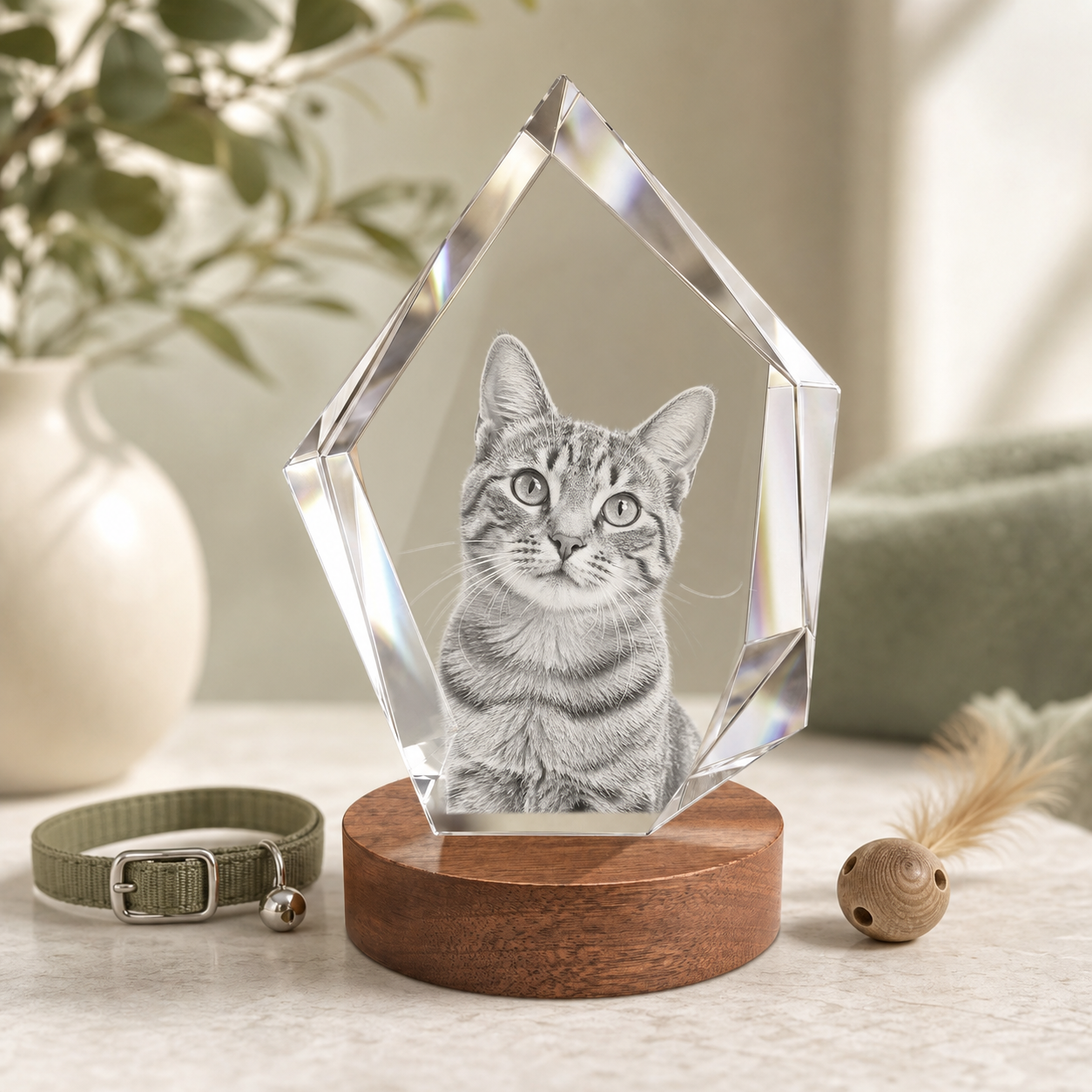 3D Crystal Iceberg Personalized Pet Lover Gift cat portrait lifestyle image