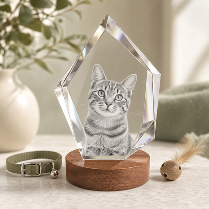 3D Crystal Iceberg Personalized Pet Lover Gift cat portrait lifestyle image