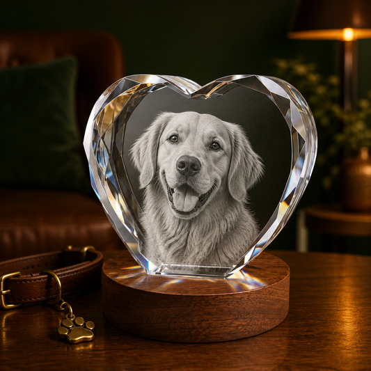 3D Crystal New Heart Personalized Pet Lover Gift dog portrait lifestyle image