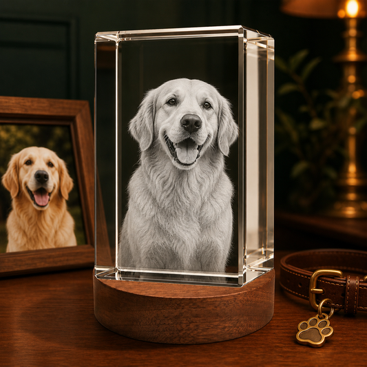 3D Crystal Rectangle Personalized Pet Lover Gift dog portrait lifestyle image