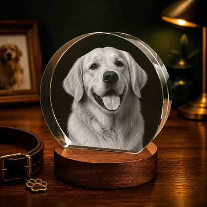3D Crystal Round Stepped Crystal Disc Personalized Pet Lover Gift dog portrait lifestyle image