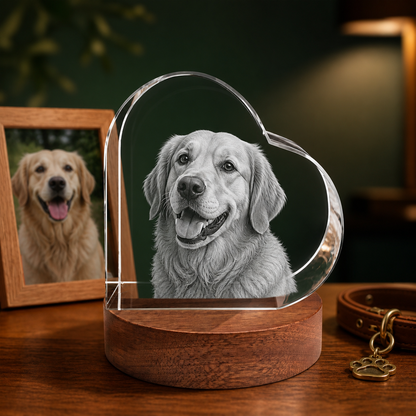 3D Crystal Special Heart Personalized Pet Lover Gift dog portrait lifestyle image