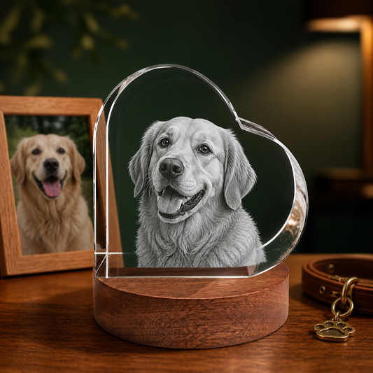 3D Crystal Special Heart Personalized Pet Lover Gift dog portrait lifestyle image