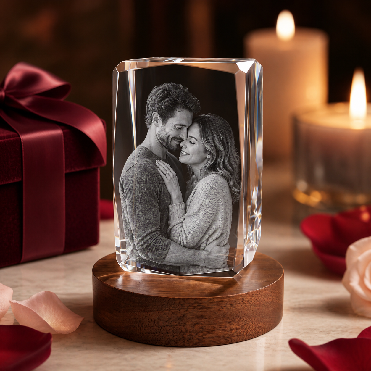 3D Crystal 24-Faceted Personalized Valentine's Day Gift lifestyle image 1