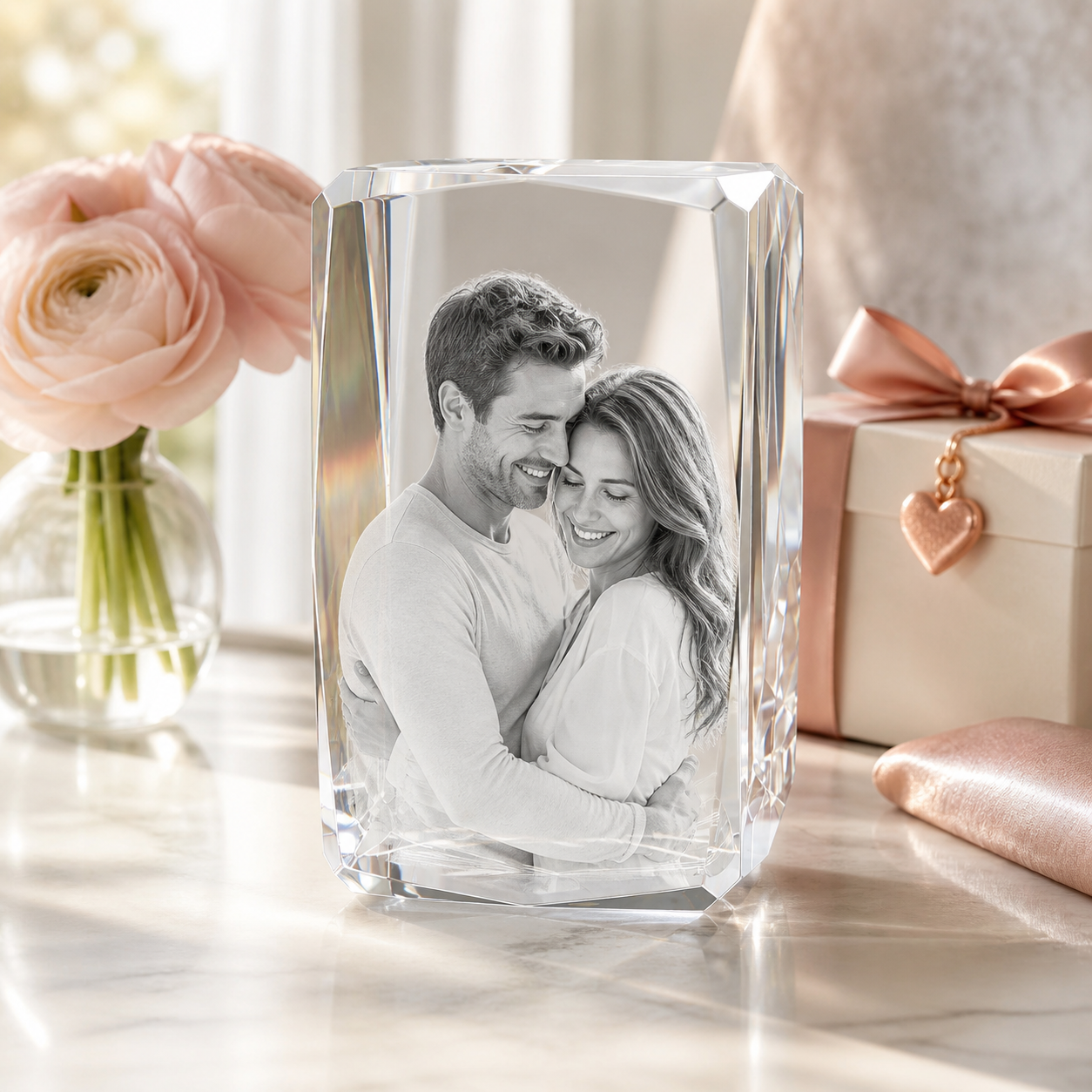 3D Crystal 24-Faceted Personalized Valentine's Day Gift lifestyle image 2