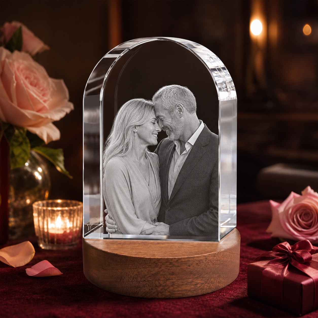 3D Crystal Arch Personalized Valentine's Day Gift lifestyle image 1