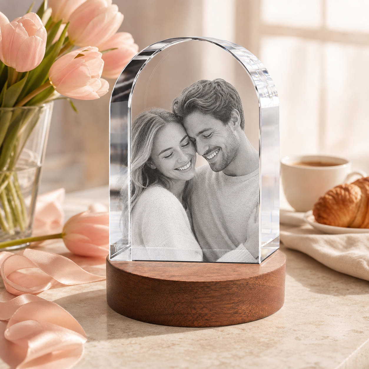 3D Crystal Arch Personalized Valentine's Day Gift lifestyle image 2