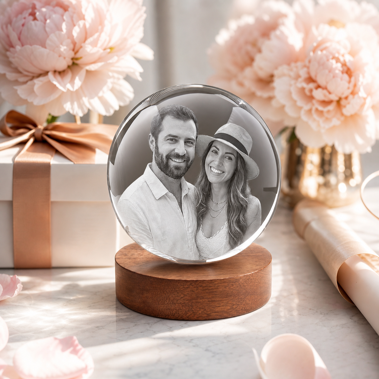 3D Crystal Ball Personalized Valentine's Day Gift lifestyle image 2