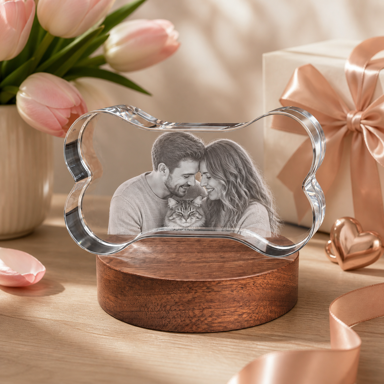 3D Crystal Bone Personalized Valentine's Day Gift lifestyle image 2