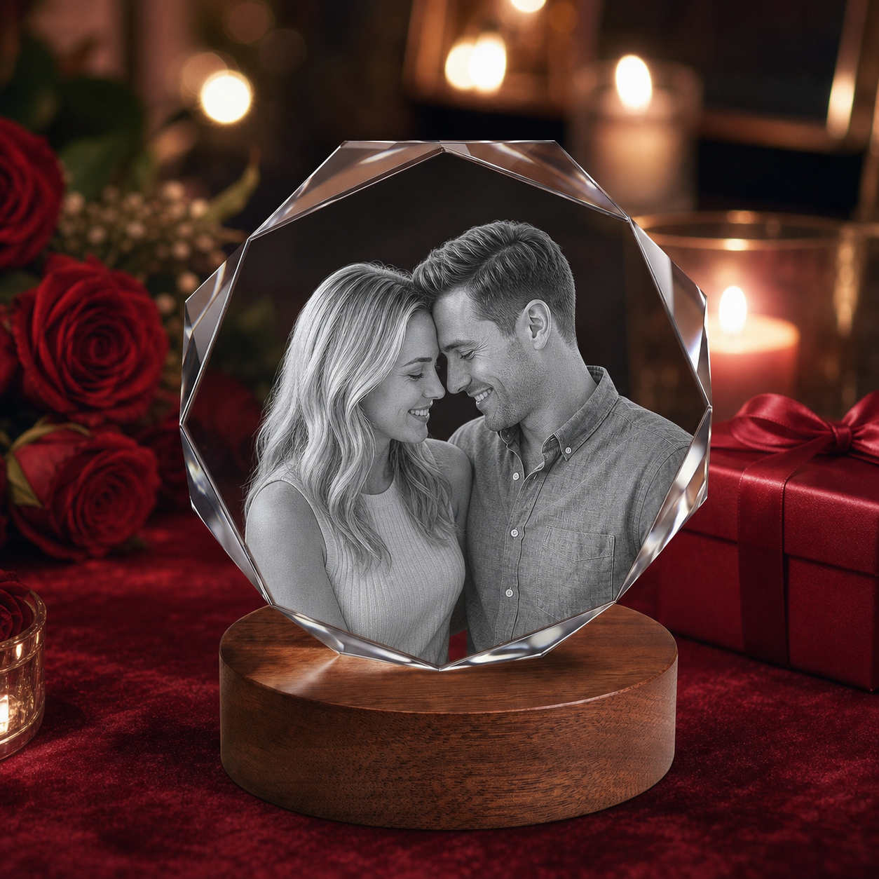 3D Crystal Octagon Personalized Valentine's Day Gift lifestyle image 1