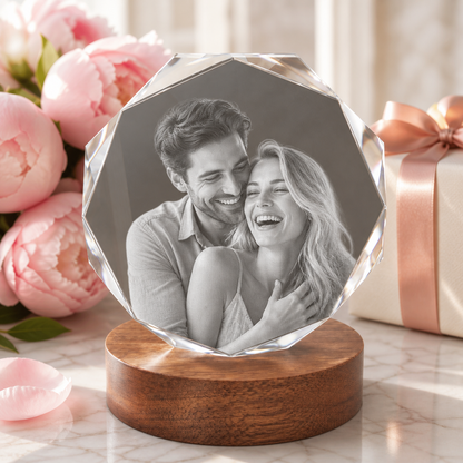 3D Crystal Octagon Personalized Valentine's Day Gift lifestyle image 2