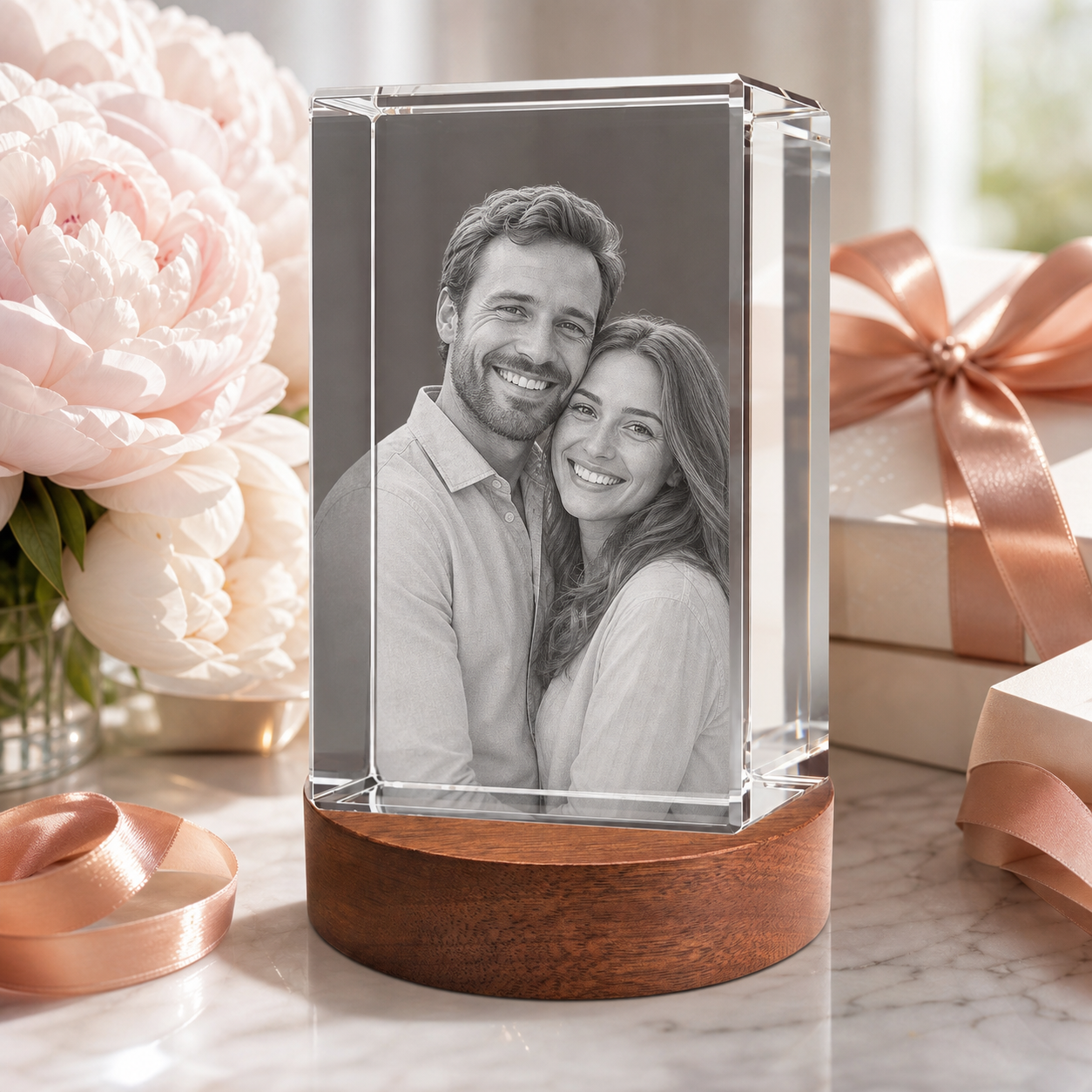 3D Crystal Rectangle Personalized Valentine's Day Gift lifestyle image 2