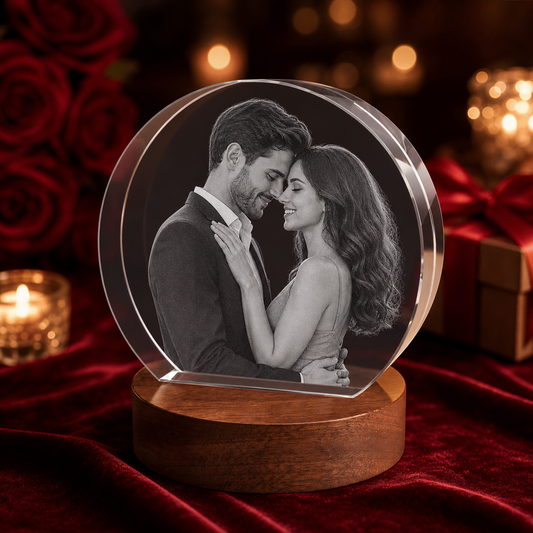 3D Crystal Round Stepped Crystal Disc Personalized Valentine's Day Gift lifestyle image 1