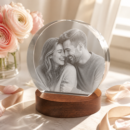 3D Crystal Round Stepped Crystal Disc Personalized Valentine's Day Gift lifestyle image 2