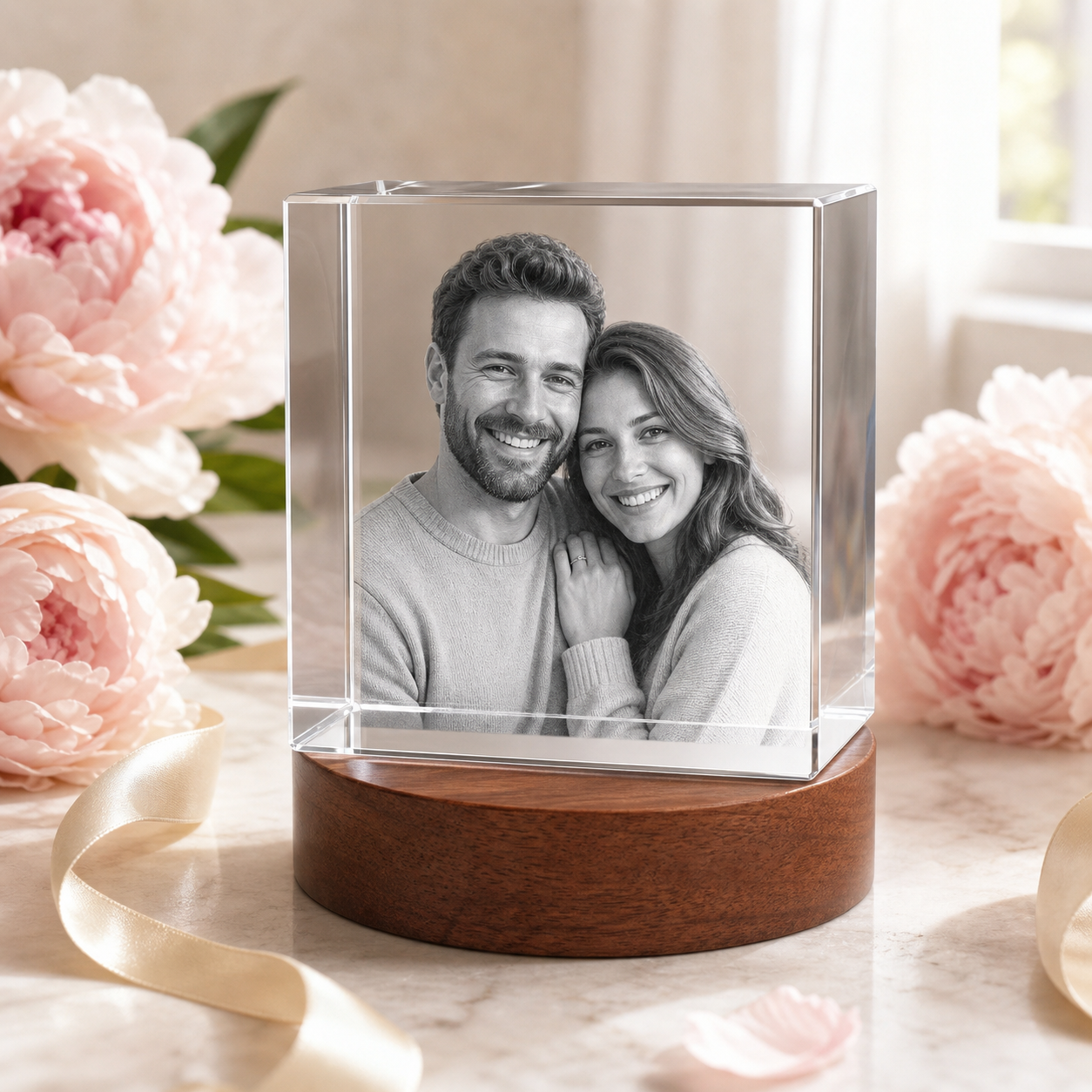 3D Crystal Square Personalized Valentine's Day Gift lifestyle image 2