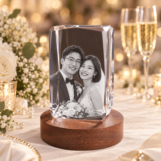 3d crystal 24 faceted personalized wedding gift hero image