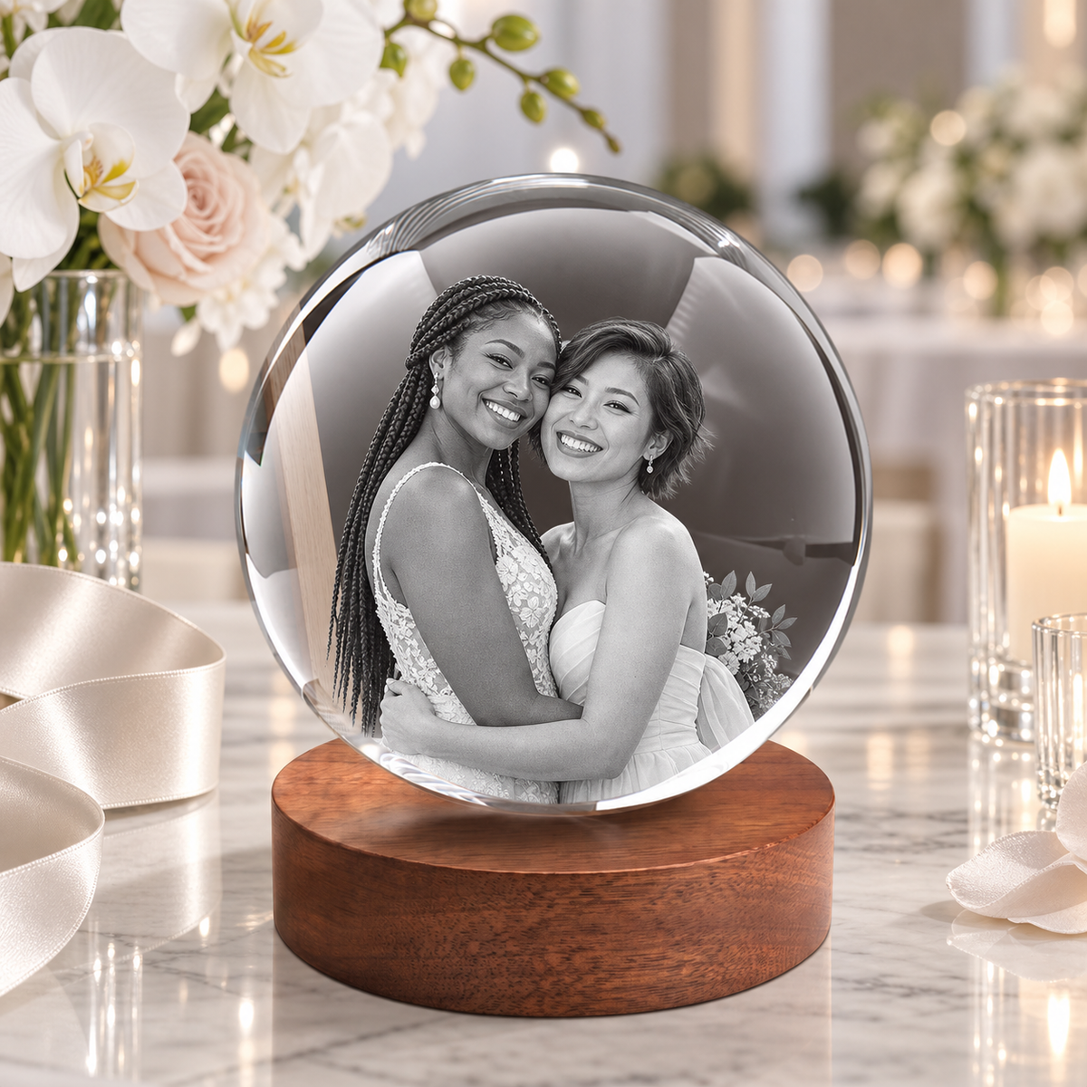 3d crystal ball personalized wedding gift secondary image