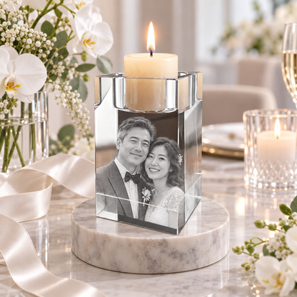 3d crystal candleholder personalized wedding gift secondary image
