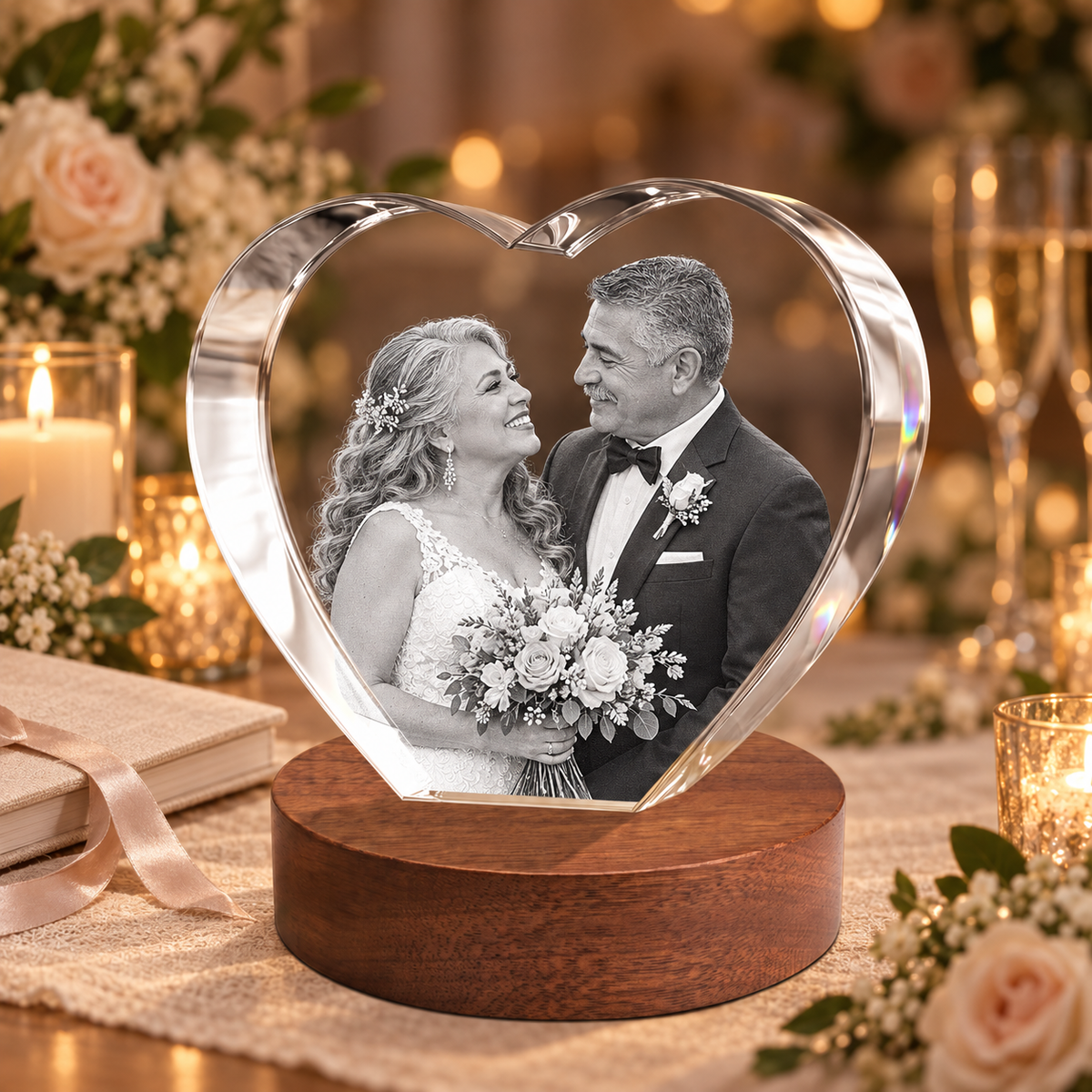 3d crystal heart personalized wedding gift secondary image