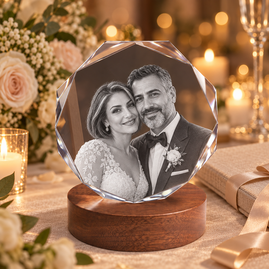 3d crystal octagon personalized wedding gift hero image