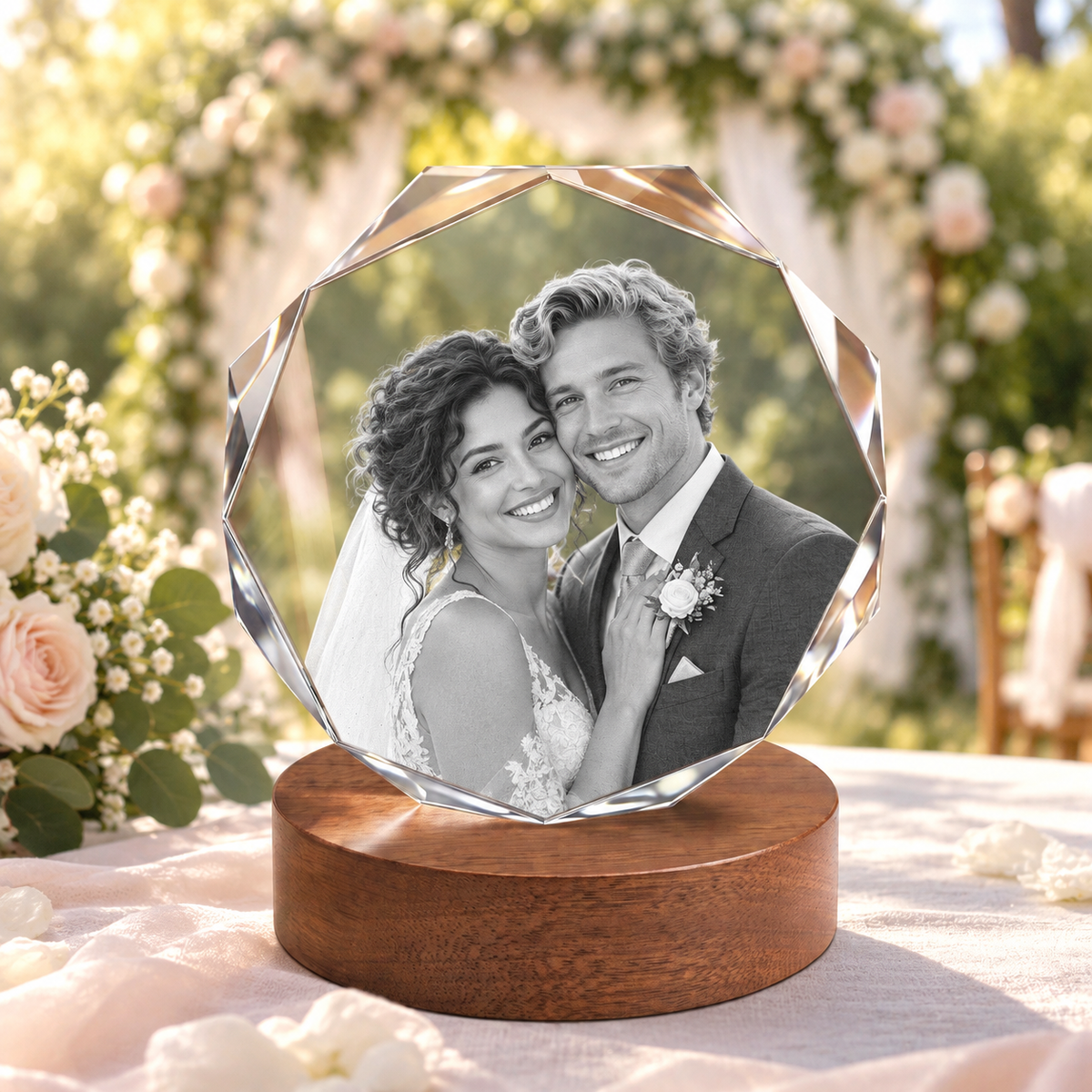 3d crystal octagon personalized wedding gift secondary image