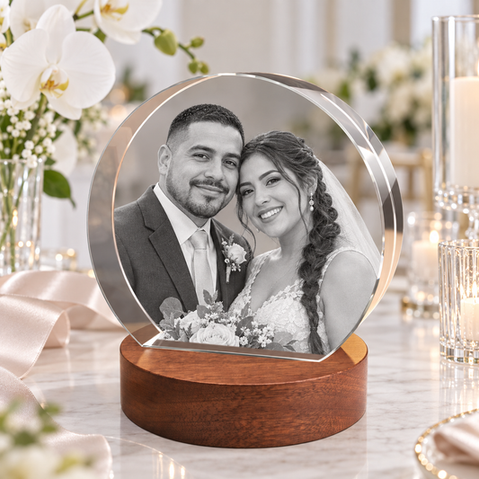 3d crystal round stepped crystal disc personalized wedding gift hero image
